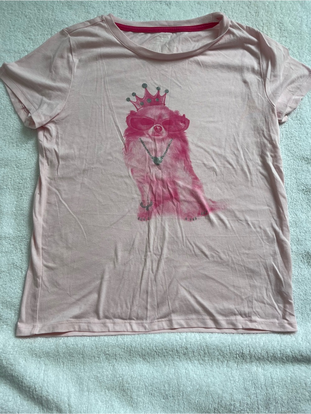 Epic Threads Pink Short Sleeve Tee with Crowned Pomeranian Graphic